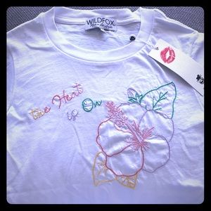 NWT Wildfox Graphic/Embroidered T-Shirt XS